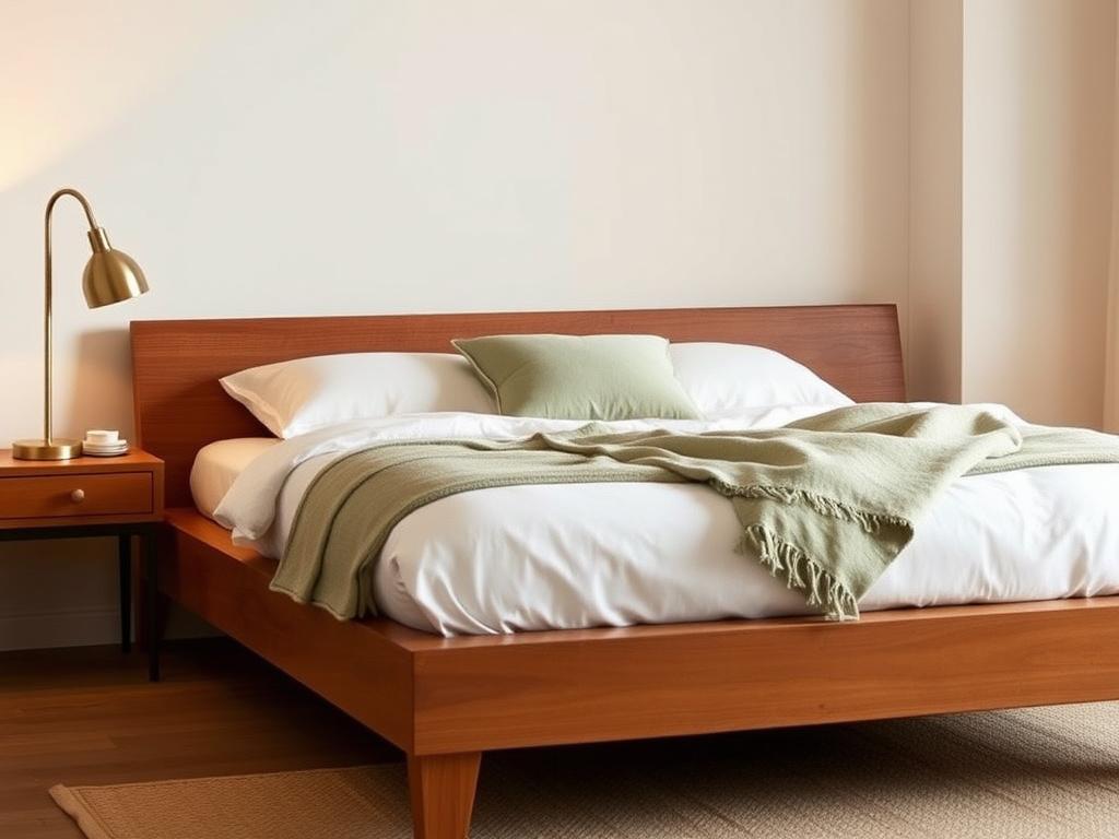 Solid teak platform bed frame