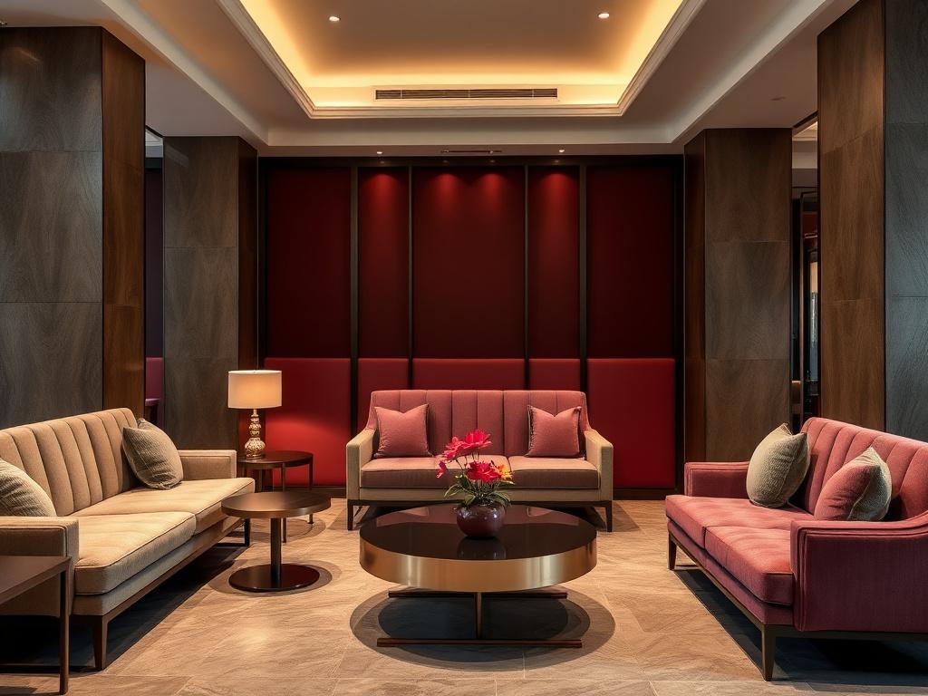 Hotel lobby custom furniture installation